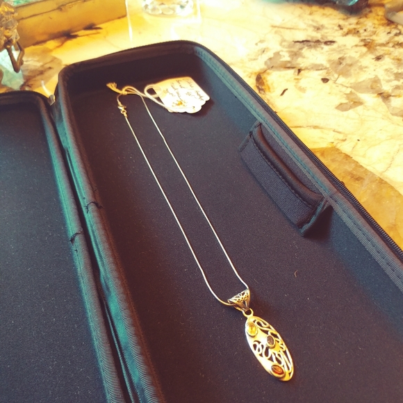 Citrine, Amethyst, and Garnet Sterling Necklace - Picture 2 of 4